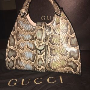 Gucci Python Stirrup Medium Top Handle Handbag